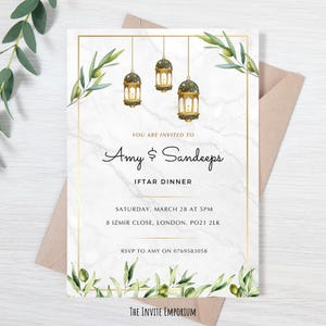 Olive Iftar Dinner invite, Eid Iftar dinner party invitation, Eid celebration invite for muslims, Ramadan decor, Editable Eid dinner party