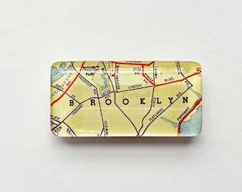 Brooklyn NY Vintage Map Magnet, Rectangle magnet, travel gift, map gifts, map souvenir, guy gift, housewarming gift, coworker gift, Brooklyn