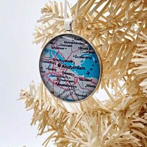 Ornement d'Amsterdam Pays-Bas, ornement de carte vintage, ornement de Noël, cadeau d'Amsterdam, souvenir de carte, ornement de vacances, cadeau pour voyageur