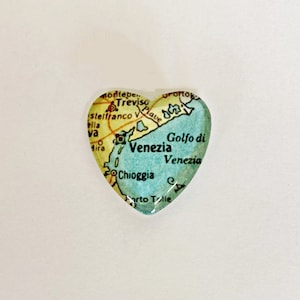 Aimant de carte vintage Venise Italie, aimant en forme de coeur, lune de miel, cadeau de mariage à destination, cadeau souvenir de voyage, cadeaux carte, Venise Italie