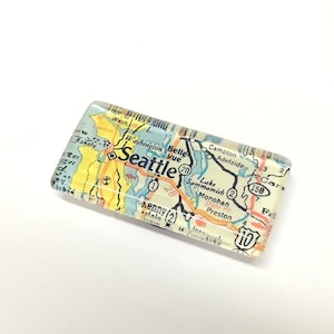Seattle WA Vintage Map Magnet. Rectangle Magnet, Travel Gift, Map Gifts ...