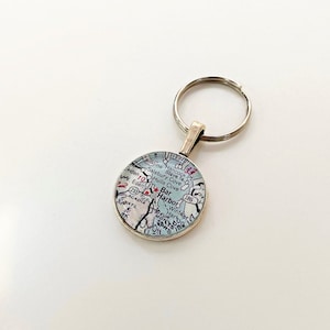 Bar Harbor Vintage map Key chain, Acadia National Park, zipper pull, bag charm, Bar Harbor souvenir, Acadia NP map gift