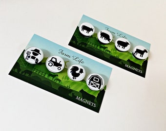 Farm Life fridge magnets. Urban farmer, farm magnet set, farm animals, gift for farmer, farmhouse kitchen, fun fridge magnets, housewarming