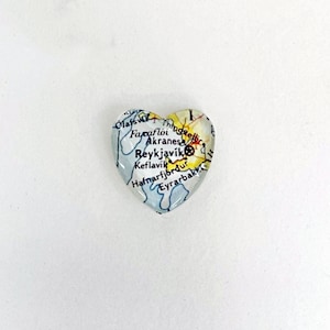 Aimant de carte vintage Reykjavik Islande, aimant en forme de coeur, lune de miel, cadeau de mariage à destination, cadeau souvenir de voyage, cadeaux carte, Islande
