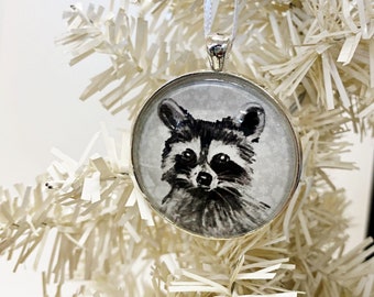 Raccoon Ornament, Holiday Ornament, XMas gift, Christmas, woodland animal ornament, rustic Christmas, nature theme, wildlife
