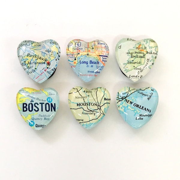 Custom Vintage Map Magnet. You choose the location. Heart Shaped Glass magnet, map gifts, fridge magnet, custom map gift, strong magnet