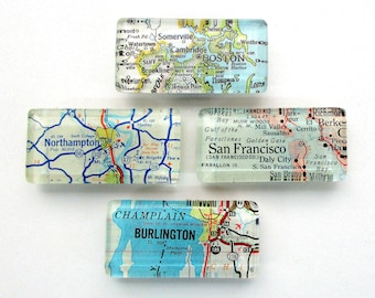Imán de mapa vintage. Imán rectangular de mapa, imán grande, imán de mapa personalizado, regalo para hombre, regalo de mapa, recuerdo de viaje, imán personalizado, regalo para compañero de trabajo.