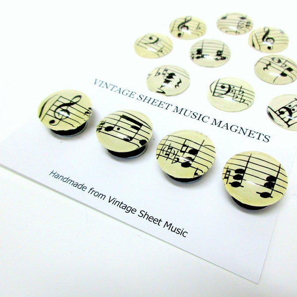 BEST SELLER Vintage Sheet Music magnets, push pins. Fridge Magnet set, music teacher gift, music gift, music notes, Piano teacher, musician