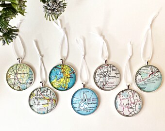 Rhode Island Ornament, Vintage Map Ornament, Christmas Ornament, Providence Rhode Island, Xmas, Newport, Narragansett, Rhode Island gift