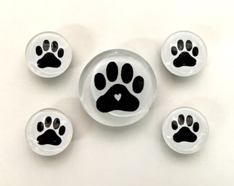 Dog Love glazen magneetset.  Pootafdrukmagneten, koelkastmagneten, cadeau voor hondenuitlater, hondenoppas, hondenmoeder, hondenvader, cadeau hondenbezitter, hondenmagneet