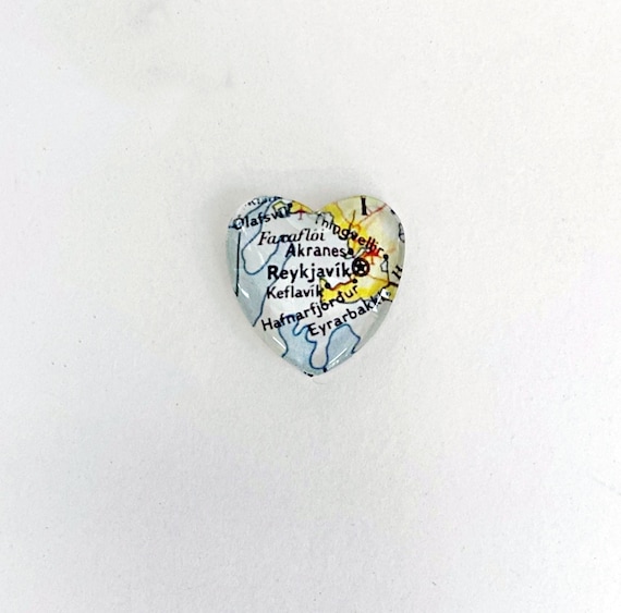 Reykjavik Iceland Vintage Map Magnet, Heart Shape magnet, honeymoon, destination wedding gift, travel souvenir gift, map gifts, Iceland