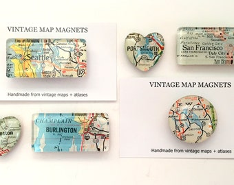 Custom Vintage Map Magnet, custom map magnet, guy gift, map gift, travel souvenir, custom magnet, gift for traveler, BEST SELLER