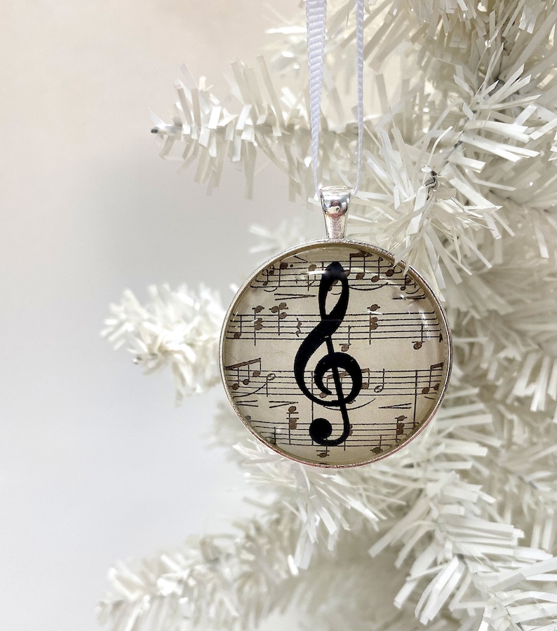 Sheet Music Holiday Ornament Music Notes G Clef Ornament Etsy