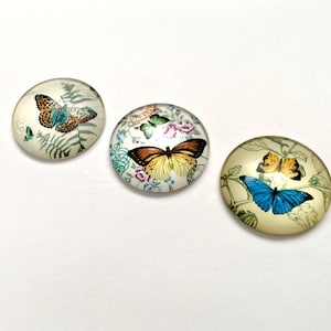 Schmetterlings-Glasmagnete, 3er-Set Kühlschrankmagnete, botanische Schmetterlinge, Kühlschrankmagnete, Muttertagsgeschenk, symbolische Magnete, Frühlingsthema