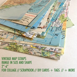 Ritagli di mappe d'epoca, progetto di geografia, mappa di scrapbooking, creazione di mappe effimere, carta, atlante di mappe d'epoca, collage di mappe, progetto scolastico