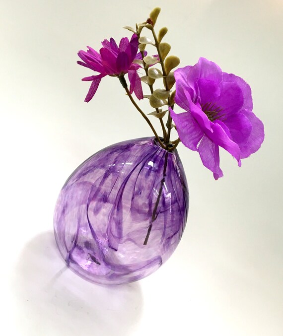 Violet Bud Vase Handblown Glass Vase Colorful Small Vase Etsy