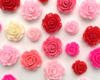 Rose Flower Magnets. Strong floral fridge magnets, resin flower magnet set, pink/red/white flowers, gift for her, Galentines,  QTY8