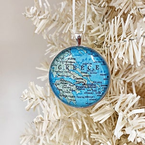 Griechenland Weihnachtsschmuck, Athen Griechenland Vintage Karte Ornament, Geschenk für Reisende, Griechenland Karte Geschenk, einzigartiges Ornament, Andenken, lg Anhänger