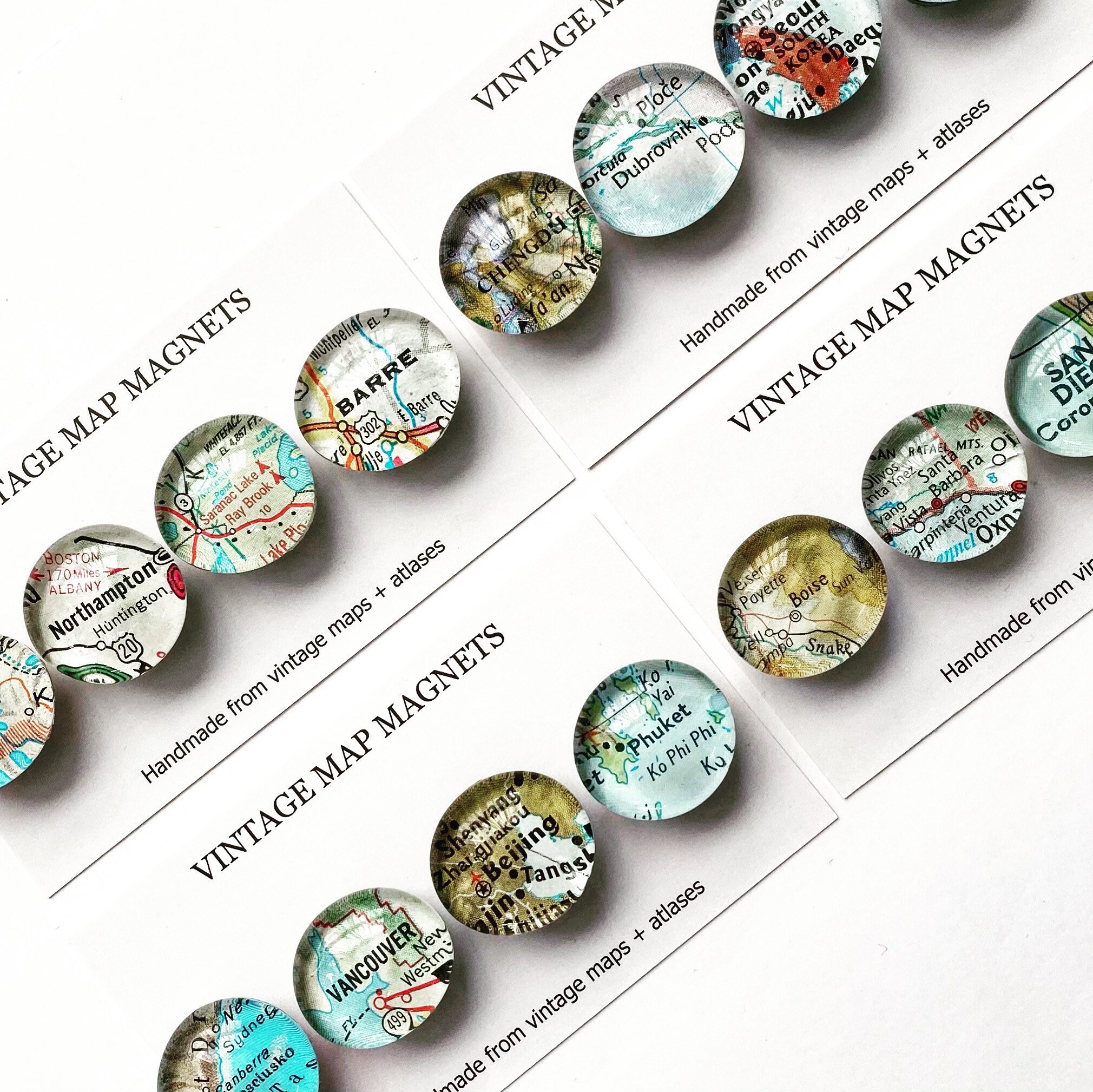 Custom Vintage Map Set of 4 you pick the locations Etsy