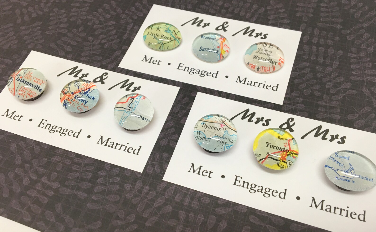 Custom Map Magnets. Wedding Gift, Engagement Gift, Custom Magnet Set ...