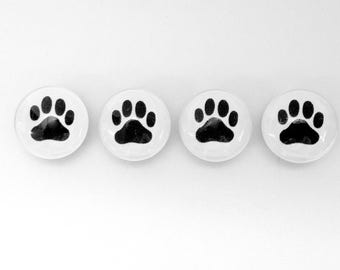 Paw Print magnet set or Push Pin set, dog magnet, dog sitter, dog walker, dog owner, dog mom gift, dog dad, paw magnet, glass fridge magnet