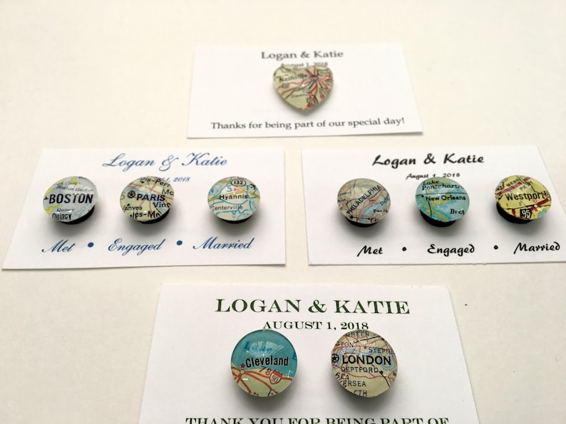 Wedding Favor Map Magnets, Custom Map Magnets, Party Favor, Shower ...