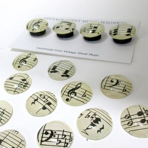 BEST SELLER Vintage Sheet Music magnets, push pins. Fridge Magnet set, music teacher gift, music gift, music notes, Piano teacher, musician image 3