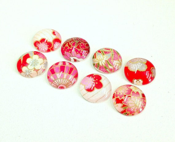 Mixed Bag Magnet Set, Pink and Red Glass Magnets, Fridge Magnets