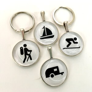 Great Outdoors Keychain. Key chain, gift for hiker, zipper pull, RV camper keychain, gift for outdoorsman, skier gift, sailor, sailboat