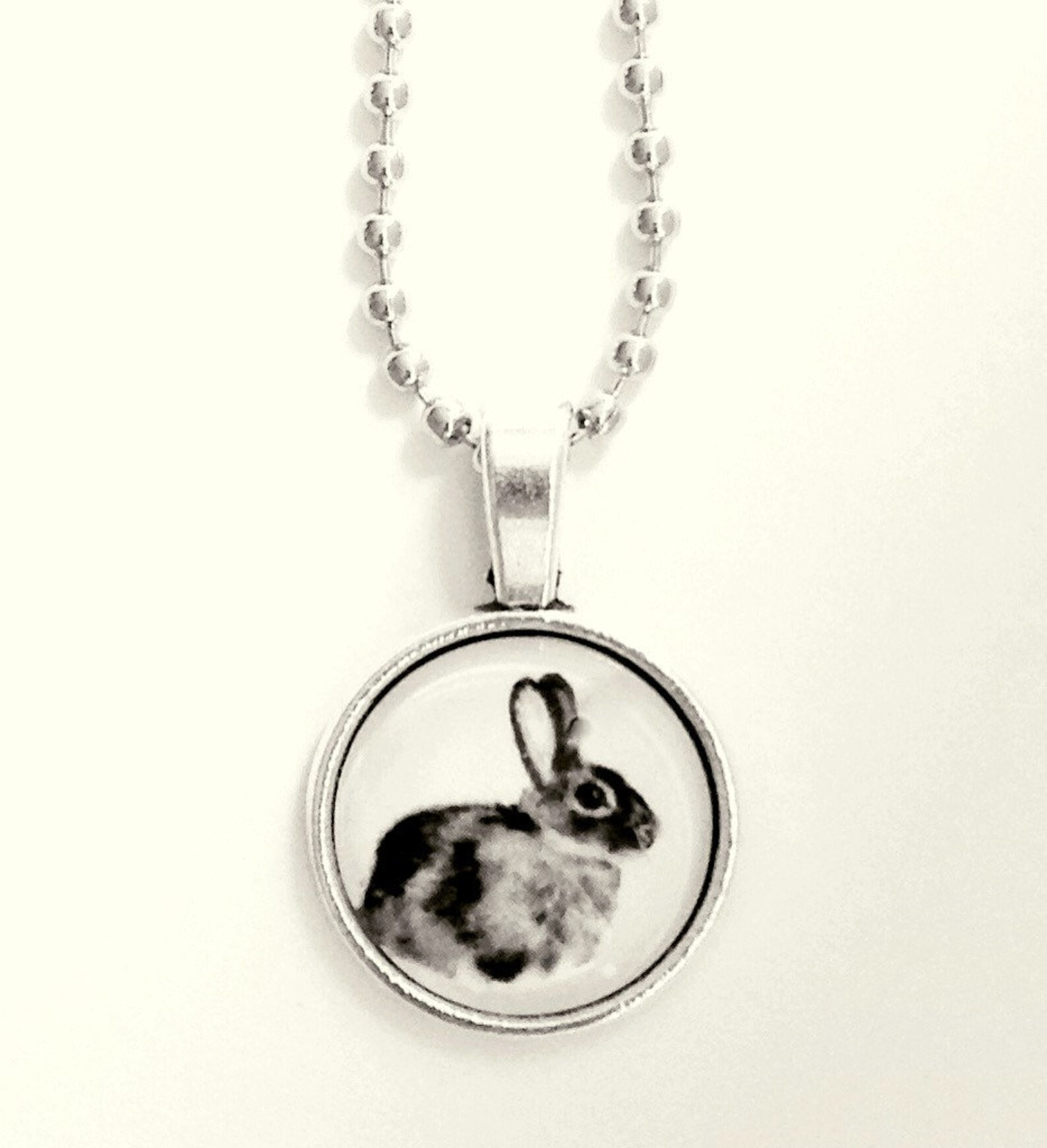 Bunny Glass Pendant Necklace, 18
