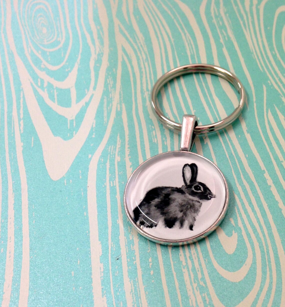Bunny Rabbit Keychain. Hand-drawn Image Cute Keychain Nature | Etsy