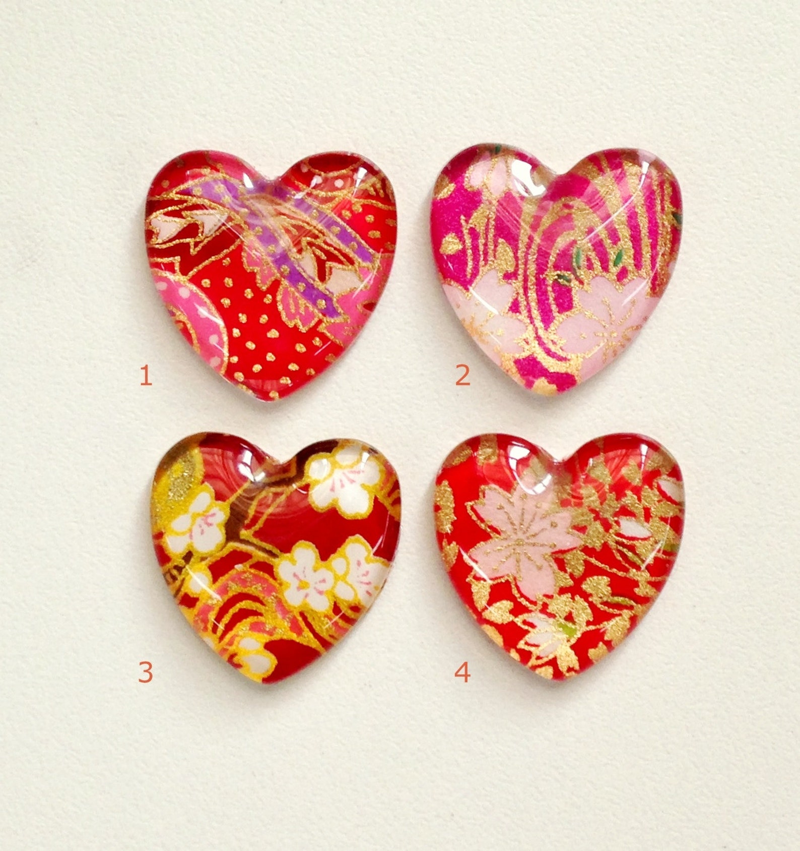 Heart Shaped Set of 2 Glass Fridge Etsy