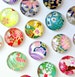 MOST POPULAR. Mixed Bag. set of 4 or 8 cute Glass Magnets / Push Pins, Japanese yuzen Chiyogami paper, colorful pretty floral Fridge Magnets 