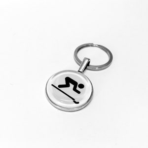 Downhill Skier Keychain, Key chain, gift for skier, key chain for men, skier girl gift, skier gift, zipper pull charm, bag charm, ski racer