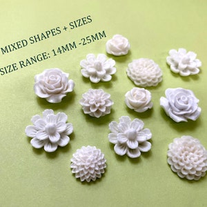 White Flower Magnet Set, White resin flower Magnets, strong fridge magnets, gift for gardener, magnet set, garden club gift, white magnets image 5