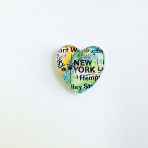 Aimant vintage de carte de New York.  En forme de coeur, aimant New York, cadeaux carte, cadeau homme unique, aimant NYC, aimant J'aime New York, cadeau NYC