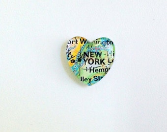 New York Vintage Map Magnet.  Heart Shaped, New York magnet, map gifts, unique guy gift, NYC magnet, I love New York magnet, NYC gift