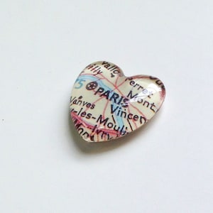 Imán vintage con mapa de París, Francia. Imán con forma de corazón, regalo de París, mapa de París, regalo único, recuerdo, luna de miel, regalo de viaje.