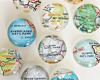 National Parks. Vintage Map Magnets. Customized, personalized gift, map gifts, National Park magnets, gift for traveler, custom map magnet