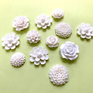 White Flower Magnet Set, White resin flower Magnets, strong fridge magnets, gift for gardener, magnet set, garden club gift, white magnets image 4