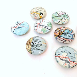 Imán de mapa vintage. Imán de mapa personalizado, imán de mapa redondo grande, regalos de mapas, regalo para hombre, souvenir de viaje, regalo para viajeros, Día del Padre
