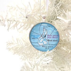 Block Island Ornament, Vintage Karte Ornament, Weihnachtsverzierung, Rhode Island, Weihnachtsgeschenk, Karte, Block Island Karte, Rhode Island Geschenk
