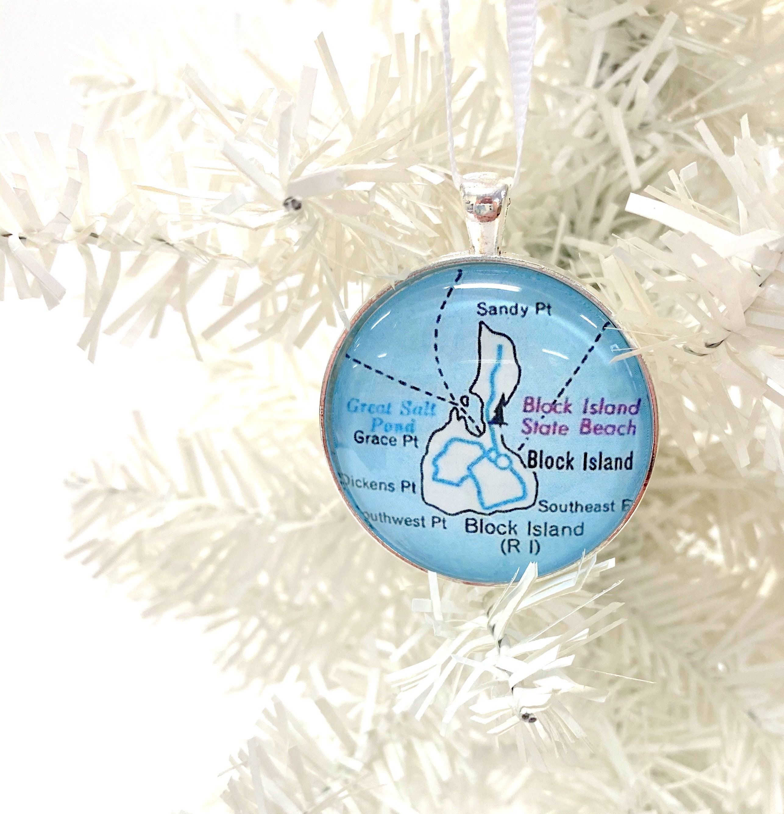 Block Island Ornament, Vintage Karte Ornament, Weihnachtsverzierung, Rhode Island, Weihnachtsgeschenk, Karte, Block Island Karte, Rhode Island Geschenk