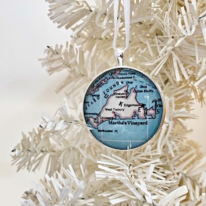Marthas Vineyard Ornament, Vintage Karte Ornament, Weihnachtsverzierung, RV MA, Weihnachtsgeschenk, Karte, Vineyard Haven Ornament, Edgartown, Oak Bluff