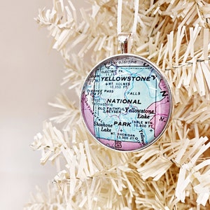Yellowstone Ornament, Vintage Karte Ornament, Ornament Weihnachten, Landkarte Geschenk, Yellowstone National Park, WY Geschenk, Weihnachtsgeschenk, Weihnachtsgeschenk