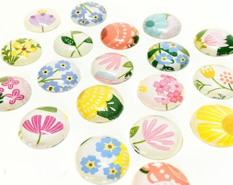 Imanes de vidrio o chinchetas Forever Flowers, chinchetas, imanes divertidos, estampados florales coloridos, imanes bonitos, juego de imanes para el refrigerador