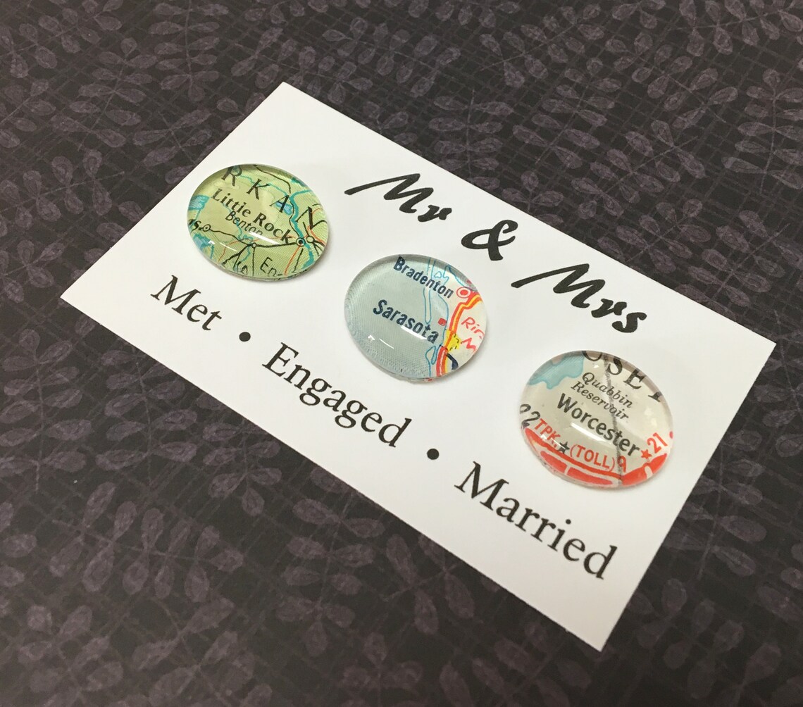 Custom Map Magnets. Wedding Gift, Engagement Gift, Custom Magnet Set ...