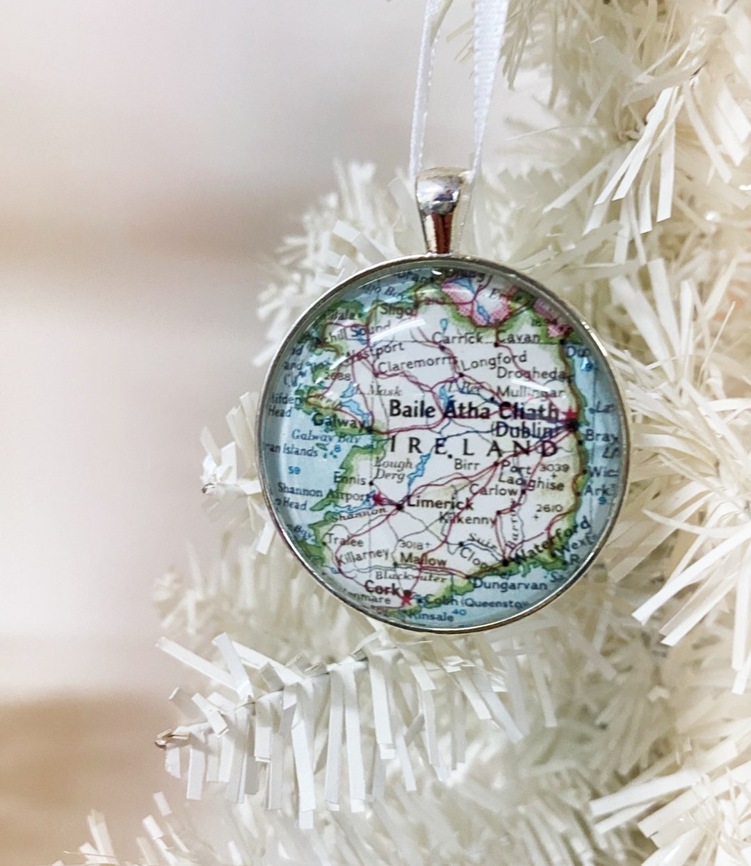 Ireland Ornament, Vintage Map Ornament, Christmas Ornament, Dublin