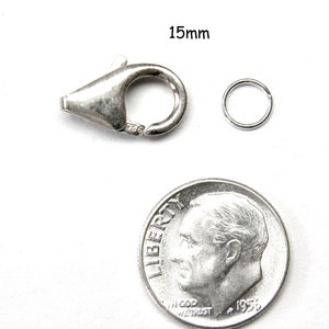 8, 10, 12, 15mm Lobster CLASPS with Jump Ring 925 Sterling Silver