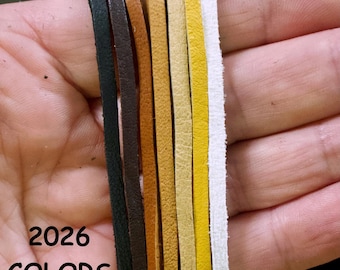 Cordón de 3 pies de cuero de venado estadounidense de 1/8 de pulgada de ancho